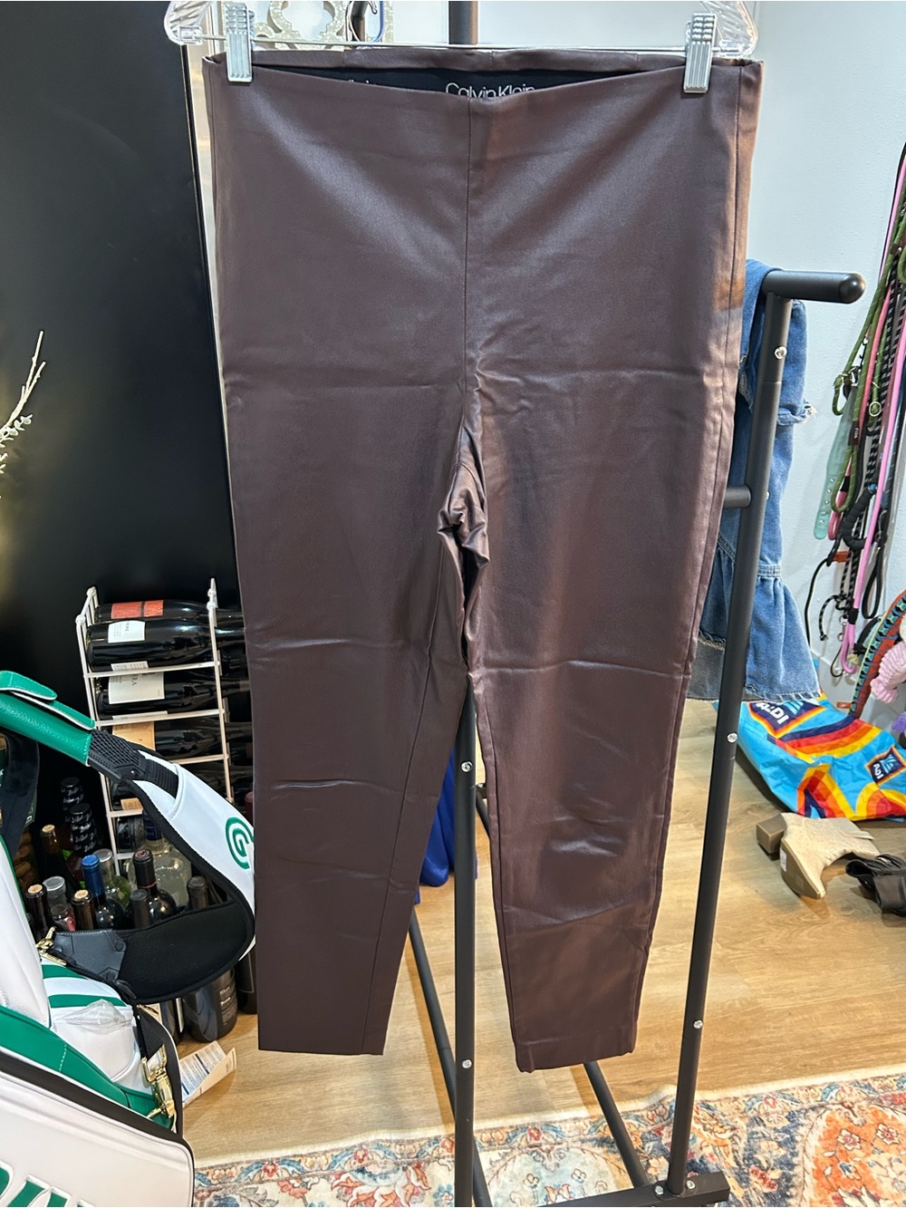 Calvin Klein women’s ' Dark Brown Faux Leather Leggings